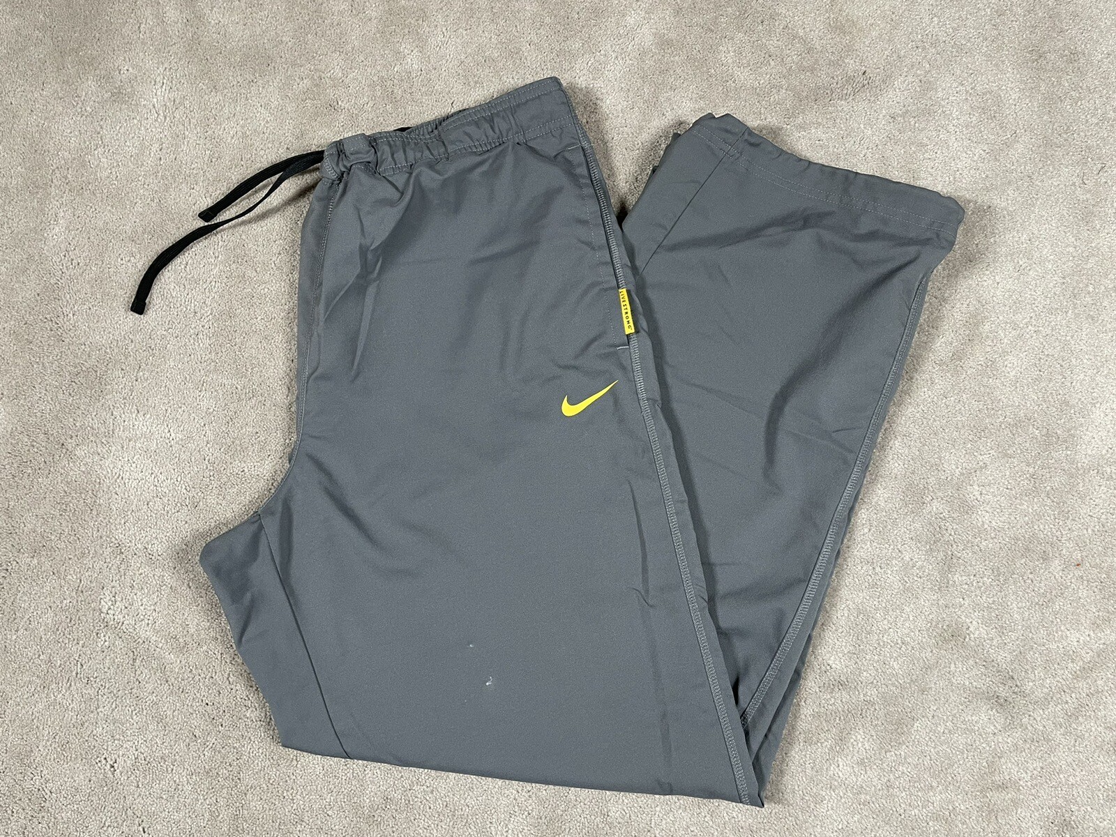 Nike Livestrong Performance Workout Sweatpants for Men Large Gray Yellow-image