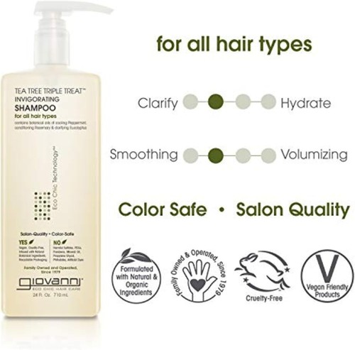 Champú vigorizante Giovanni Cosmetics Tea Tree Triple Treat, 24 OZ - Imagen 3 de 3