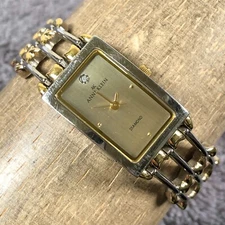 Anne Klein Women 10/7241 Diamond Gold Tone Rectangular 18mm Quartz Watch 6 3/4"