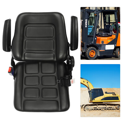 Black Universal Tractor Seat Wrap-around Forklift Seat Adjustable Back ...