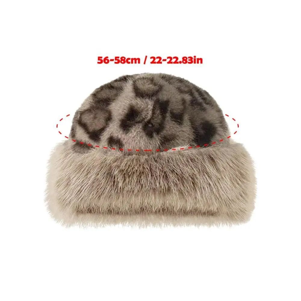 1pc Women's Winter Warm Hat Leopard Print Plush Mongolian Hat