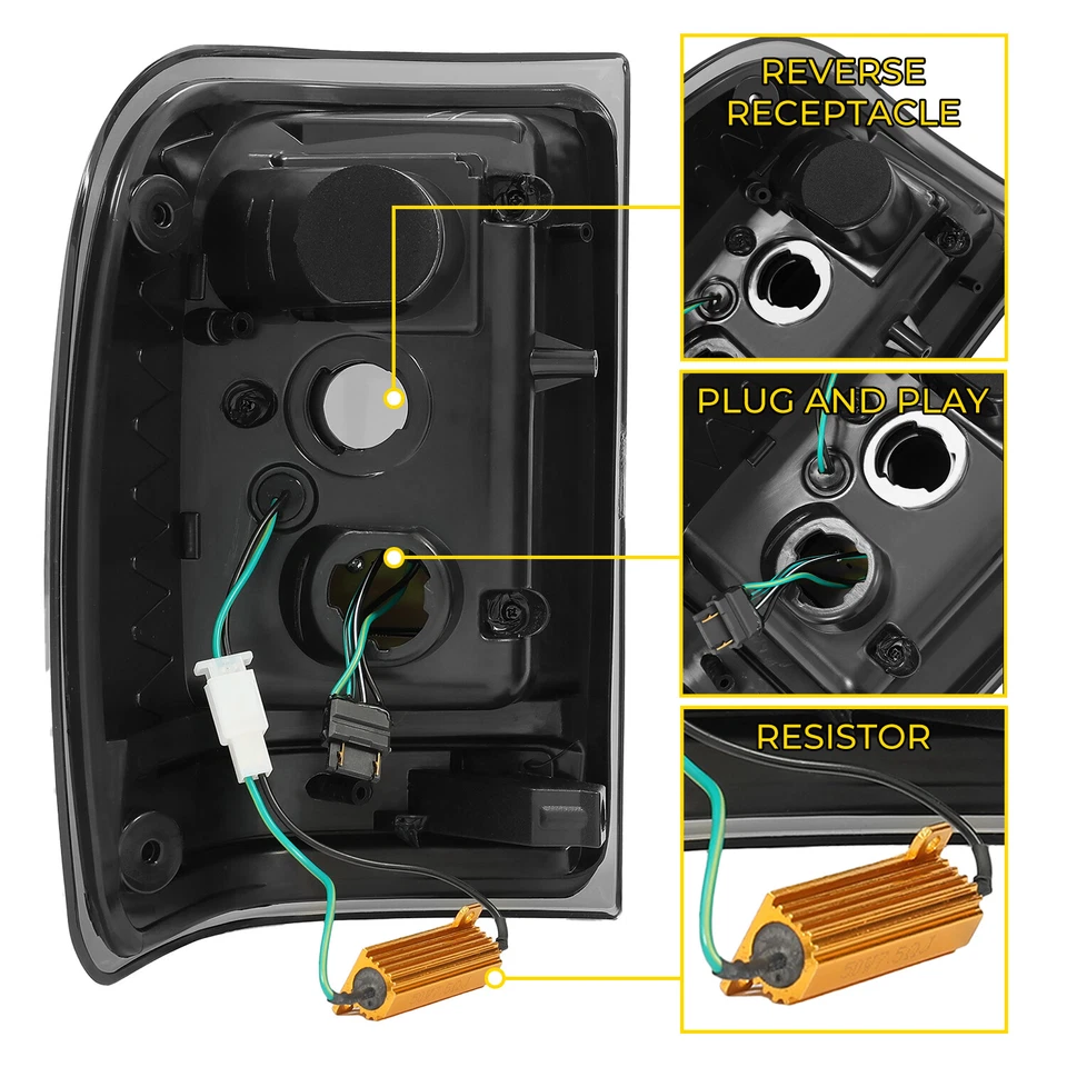 Full LED C Light Bar Tail Lights Brake Rear Lamp For Ford Ranger 2001-2011 Smoke - Image 3 of 4