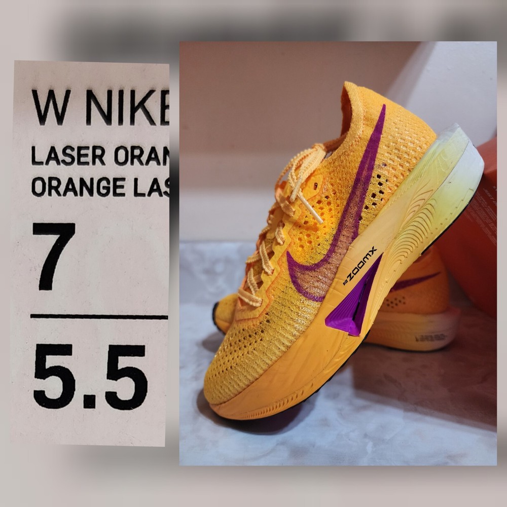 Women's Size 7 Nike ZoomX Vaporfly Next% 3 Running Shoes Laser Orange Yellow DV4130-800