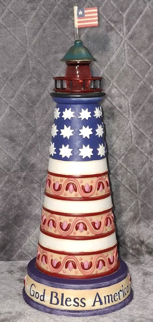 Jim Shore Lighthouse Shorelights 117046 One Nation Under God 2003 Patriotic