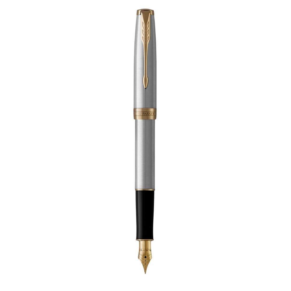 筆記具 Parker 5th Sonnet Parker Sonnet Fountain Pen Stainless Steel & Gold Medium Pt New In