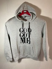 God Got Me Gray Hoodie Sweatshirt XXL Manfinity Fleece Pullover