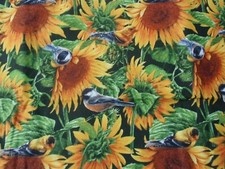 Sunflowers and Birds quilt fabric by David Textiles 42x44"