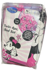  WOW Vintage MINNIE MOUSE Pink 4 Piece Twin Bed in a Bag Comforter  Sheet Set