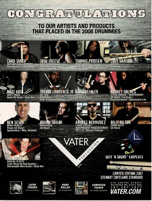 Vater Percussion - Smith / Freese / Pridgen / Sesar / Holmes - 2008 Print Ad