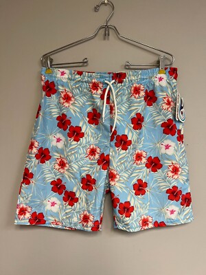 Ocean Threads size Medium Tropical drawstring swimming trunks back pocket NWT