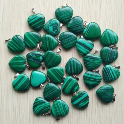Wholesale 50pcs Artificial Malachite Stone Heart Shape Pendants Charms Jewellery