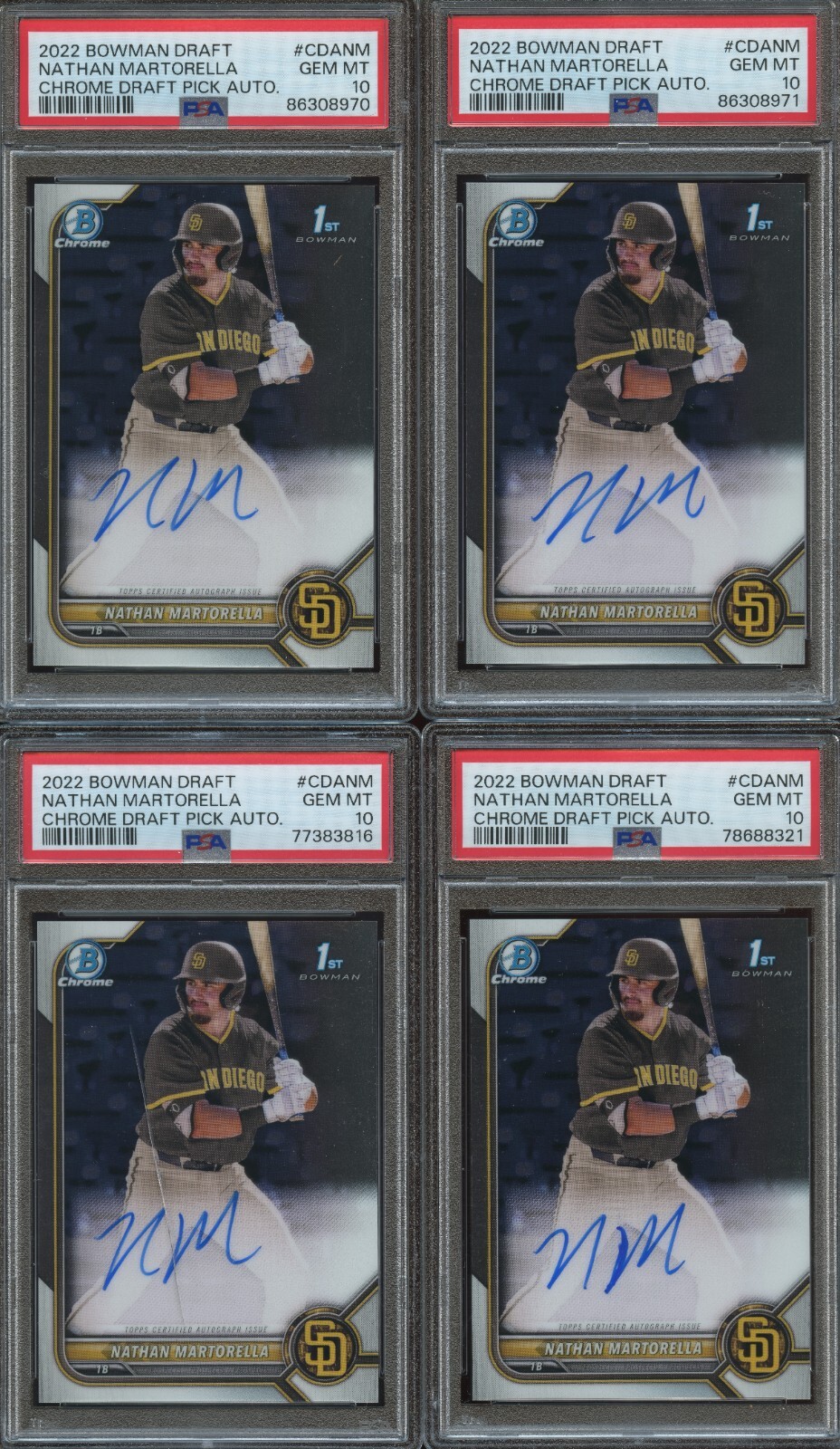 PSA 10 2022 1st BOWMAN DRAFT CHROME AUTO #CDANM NATHAN MARTORELLA RC AUTOGRAPHS