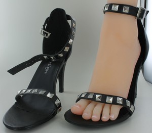 black heels with silver studs