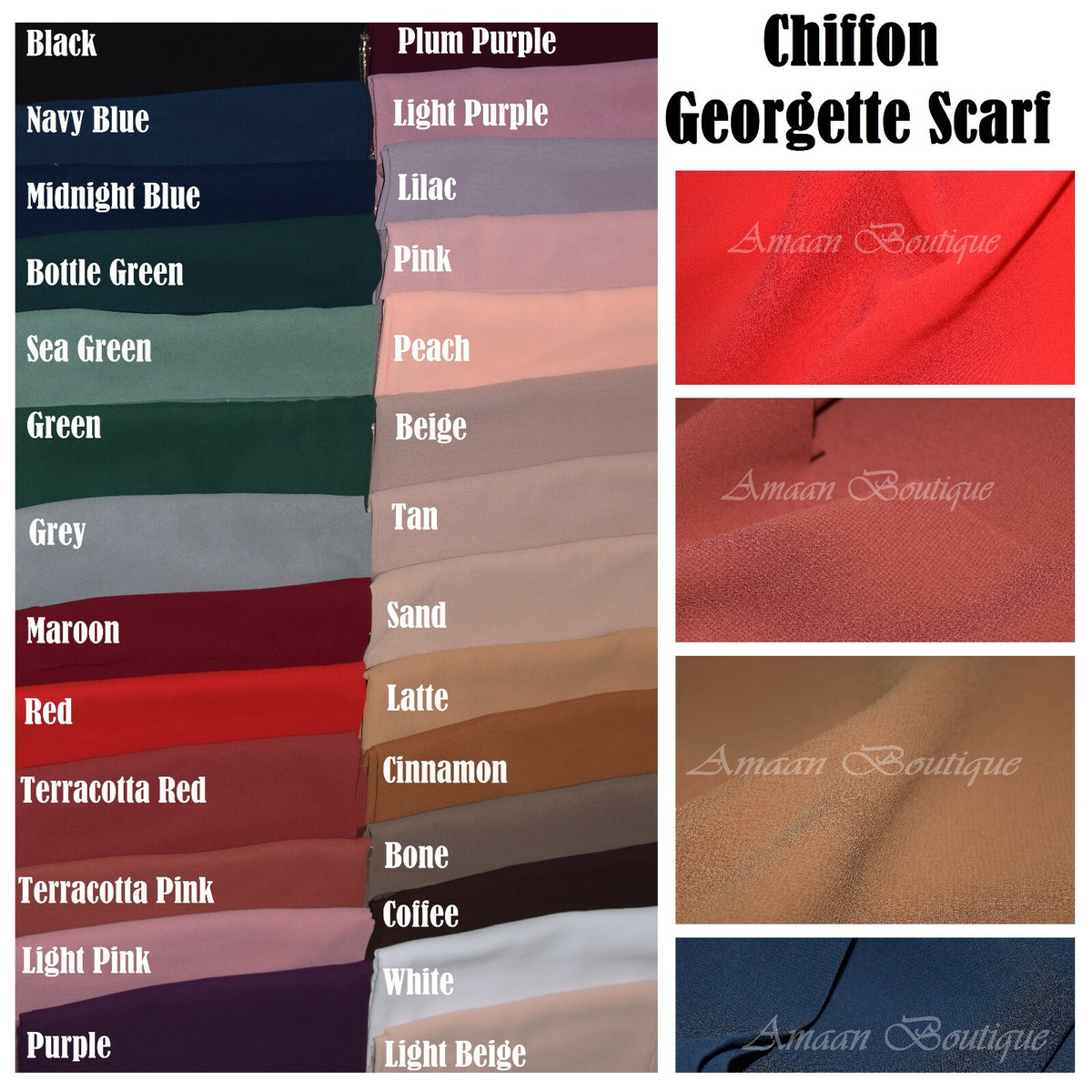 Chiffon Scarf Hijab Premium Quality Georgette Plain Shawl Wrap