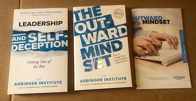 Lot 3 Arbinger Institute Books Self-Deception, Out-Ward Mind Set, Study Guide NE