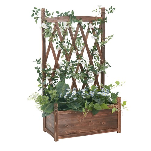 Extra Large Wooden Raised Plant Bed Garden Elevated Planter Box with Trellis - Picture 7 of 12