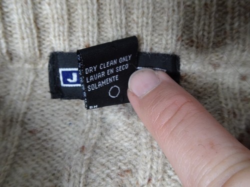 Vintage Jantzen Men Sweater 100% Wool Cable Knit Stripe Grandpa - Sz XL Tan/Blue - Picture 10 of 16