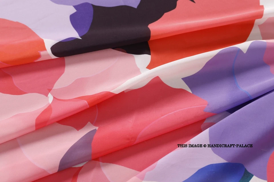 Soft Crepe Silk Dress Fabric Indian Digital Print Tang Suit Fabric Craft 3 Yard - Image 2 of 4