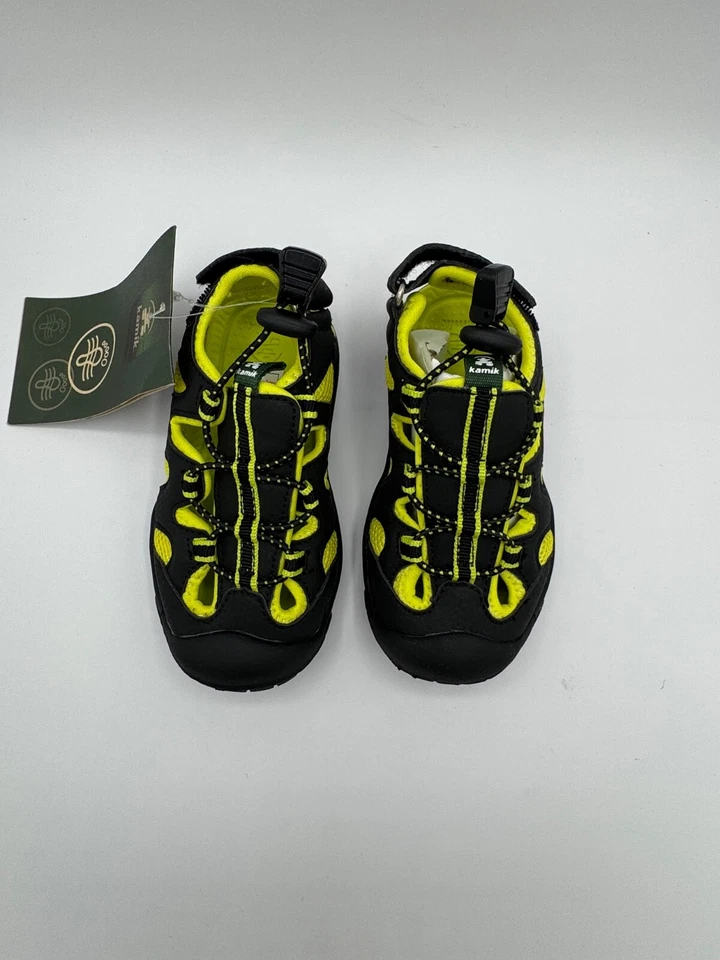 Sandalias impermeables Kamik Oyster 2 punta cerrada para niños - US7 negras &amp; amarillas Foto 3 de 4