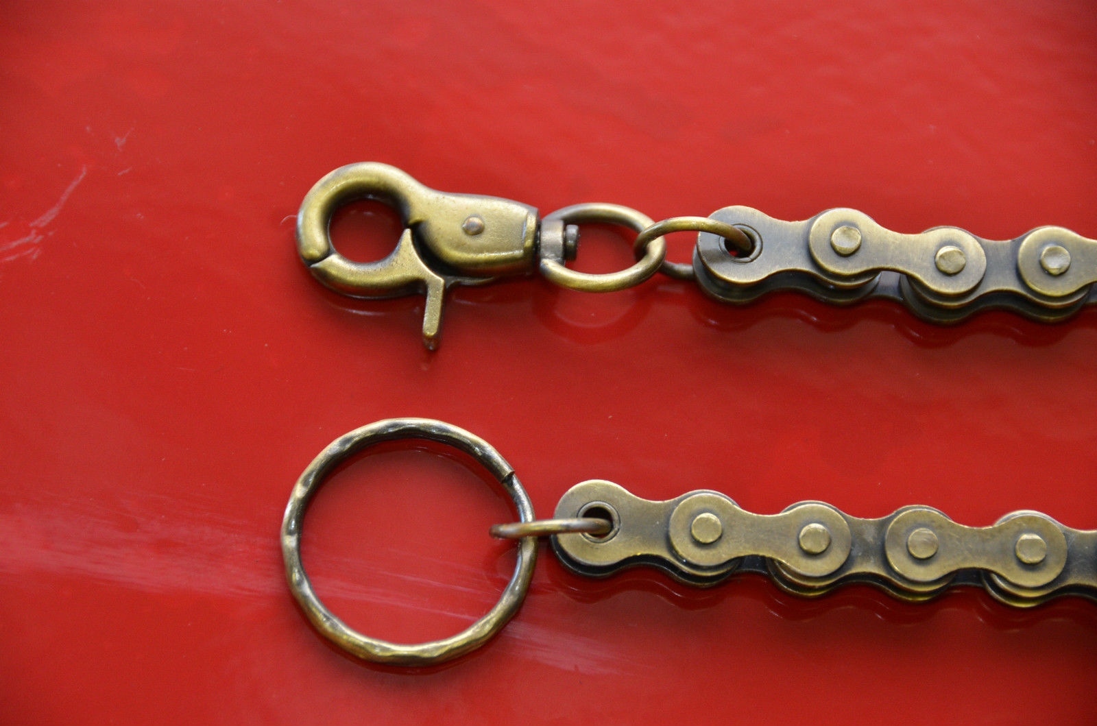 Brass Bike Chain Bikers Wallet Chain Keychain  Punk Goth Jeans Trigger Clasp