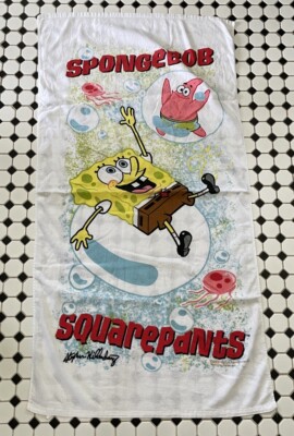 Vintage Spongebob Beach Towel Franco 2002 Patrick Squarepants 48 x 24