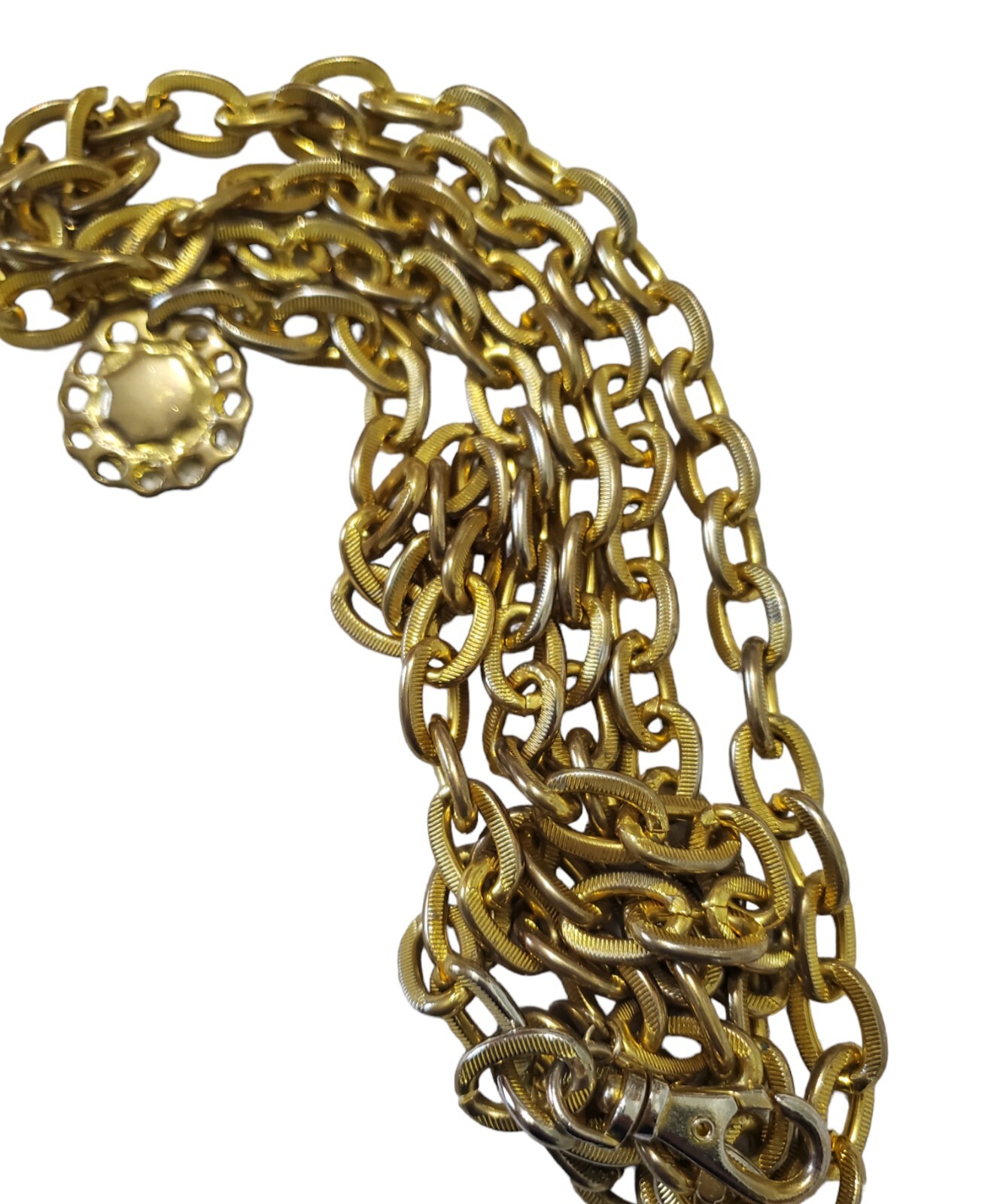 Goldtone Textured chain link statement waist adju… - image 1