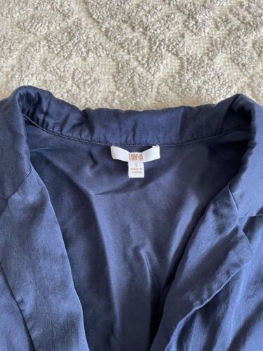 Lunya Deep Blue Washable Silk Button Down Pajama Top - Picture 4 of 9