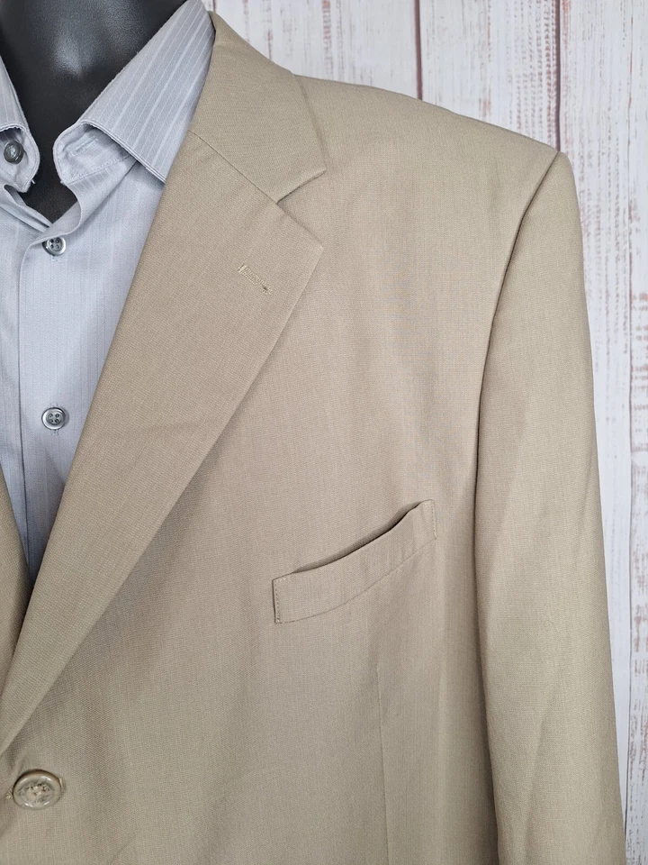 Metroclub Jacket Blazer Mens 52L Beige 3 Button Ventless - Image 3 of 4