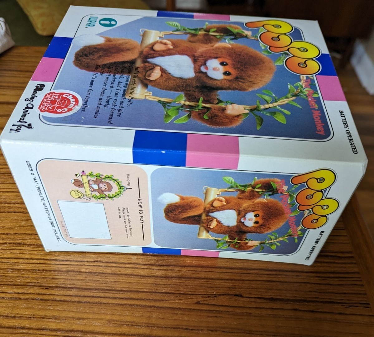 1983 POPO The Singing Pocket Monkey Moving Animal Toy w/Box Read