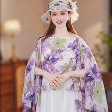 Women Chiffon Shawl Cover Up Bolero Cardigan Flower Cape Scarf Shrug Crop Top