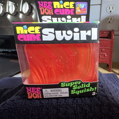 Schylling Nice Cube Swirl Super Solid Squish Squeeze Toy Orange/Red Ages 3+
