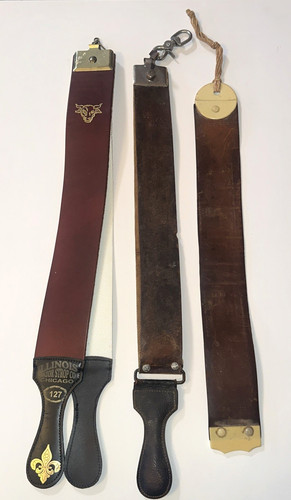 Antique Vintage Razor Strop Leather Lot of 3 Illinois 127 + Other