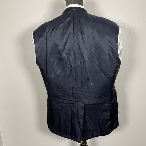Chaps Blazer Jacket Mens 48R Navy Blue Solid Wool Brass Metal Buttons - Picture 12 of 14