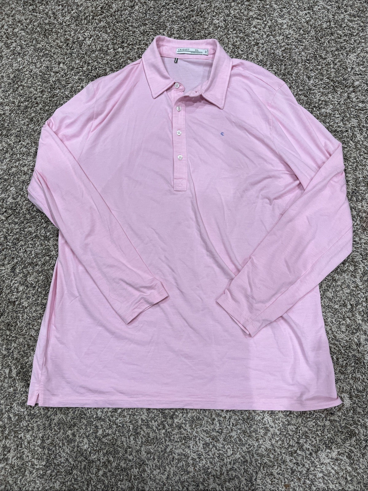 Criquet Long Sleeve Polo Shirt Size Large Pink (1862)