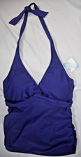 NWT 72 Athleta 34B/C 34 B/C Powerful Blue Tara Halter Tankini Swim Top 964871