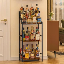 Trapezoidal Liquor Cabinet Bar for Home, Stepped Wine Rack Freestanding Floor...
