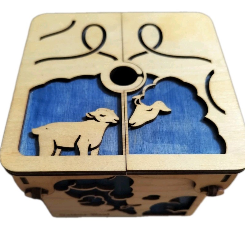 Handcrafted LemonWood Wooden Wool Story Yarn Box Knitting Crochet Holder Etched