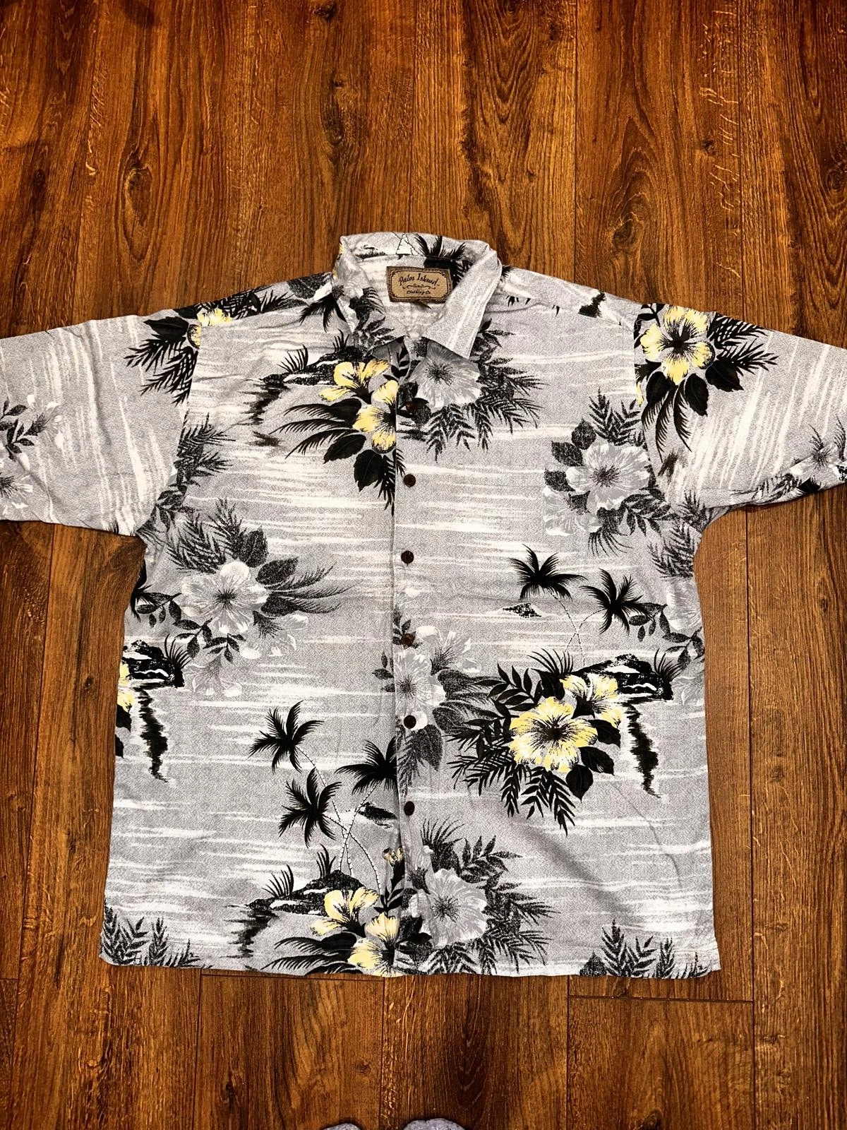 Vintage Palm Island Hawaiian Shirt Mens Large 26” PTP Floral Rayon Oversized