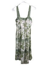 Sweet Wanderer Size S Green Floral Midi Dress Sun Dress Boho Botanical Fairy