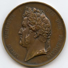 Louis Philippe University of France Academy of Bourges 1837 Medal by Barre 51mm