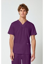 Scrubs Cherokee Workwear Revolution Men V Neck Top WW670 EGG Eggplant Free Ship