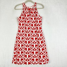 Jude Connally Lisa Dress Size XS Jude Cloth Ikat Orange Red A-Line Preppy