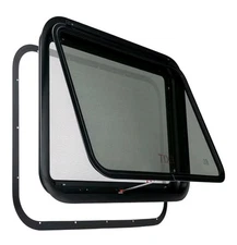 RV Exit Window, 30" W x 22" H Tinted RV Window with Net Screen and Trim Ring-new