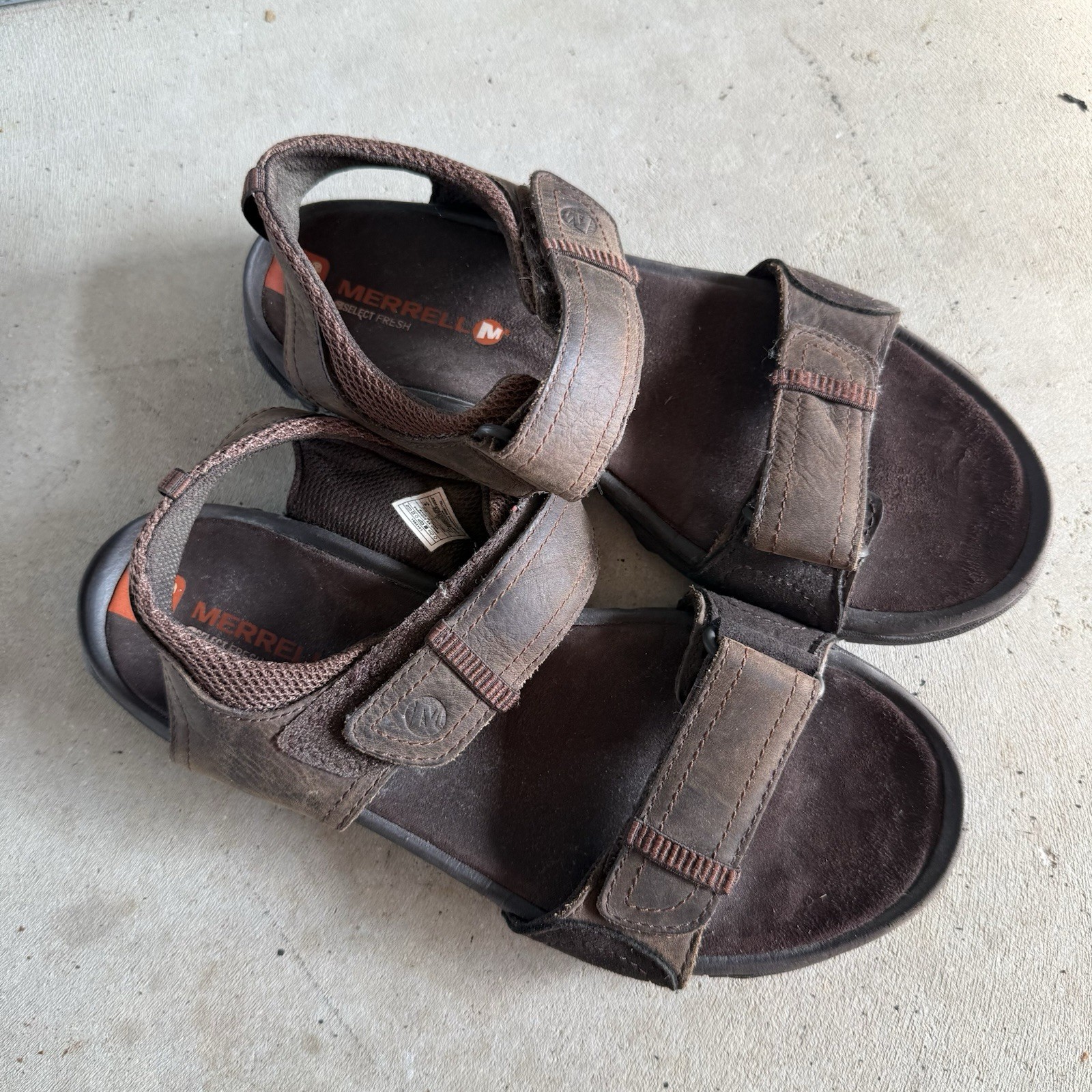 Merrell sandalo uomo Telluride taglia 8 infradito infradito infradito pelle marrone comodo