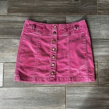 VTG GAP Corduroy Mini Skirt Button Front Pink Adjustable Women's Size 6 Y2K