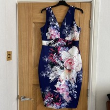 Tu navy floral sleeveless bodycom dress size 14