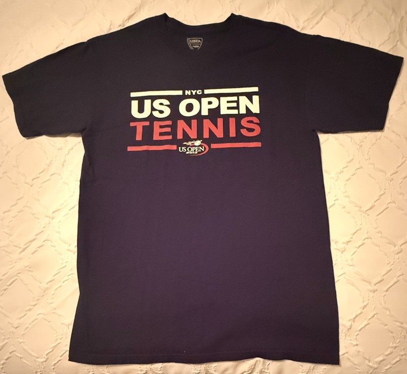 2013 US Open Tennis NYC Shirt Men's Medium Navy Blue Official USTA Cotton