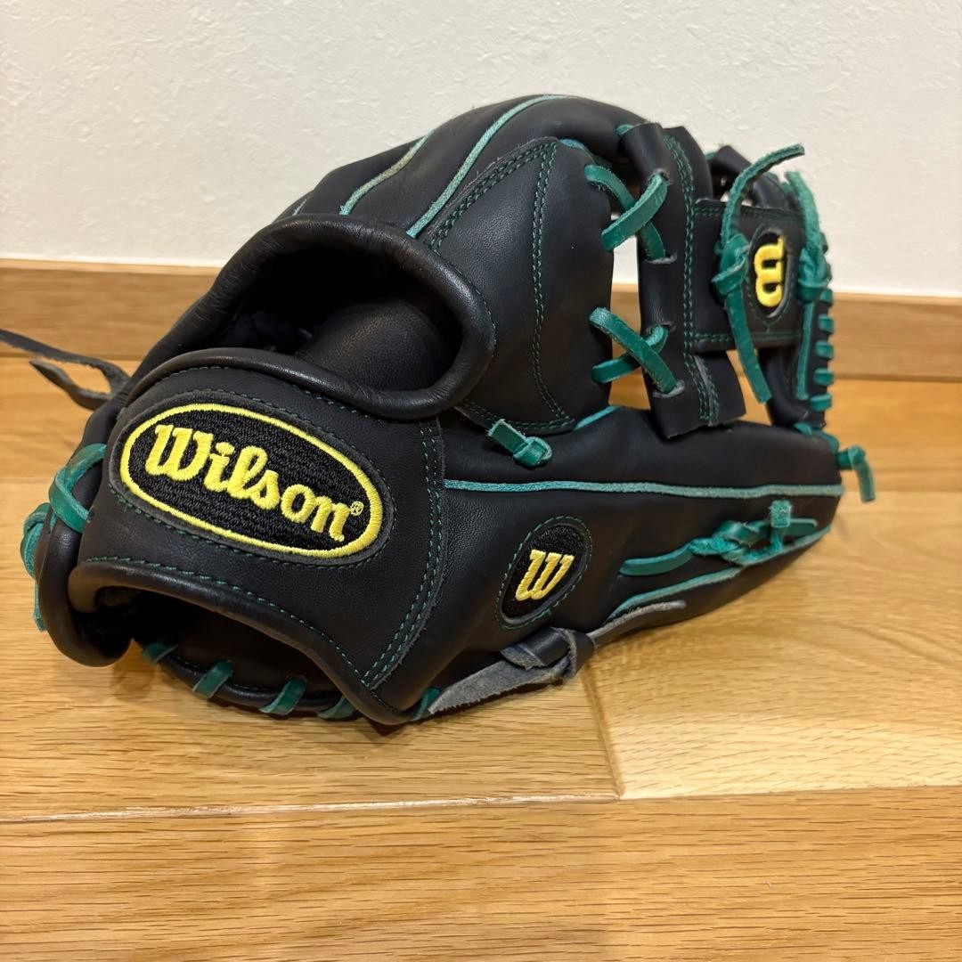 Black Leather Mitt 11 From Japan Vintage Green String
