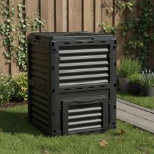 Garden Compost Bin Outdoor 80 Gallon Capacity Aerating Plastic Tumbler