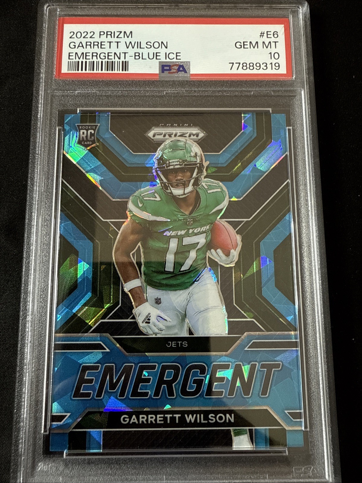 Garrett Wilson Panini Prizm Emergent #E6 Blue Ice